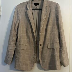 Ann Taylor Beige Plaid Blazer - Size 14